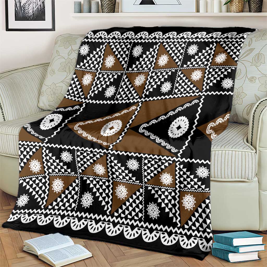 Fiji Brown Masi Pattern Blanket Fijian Tapa LT01 - Polynesian Pride