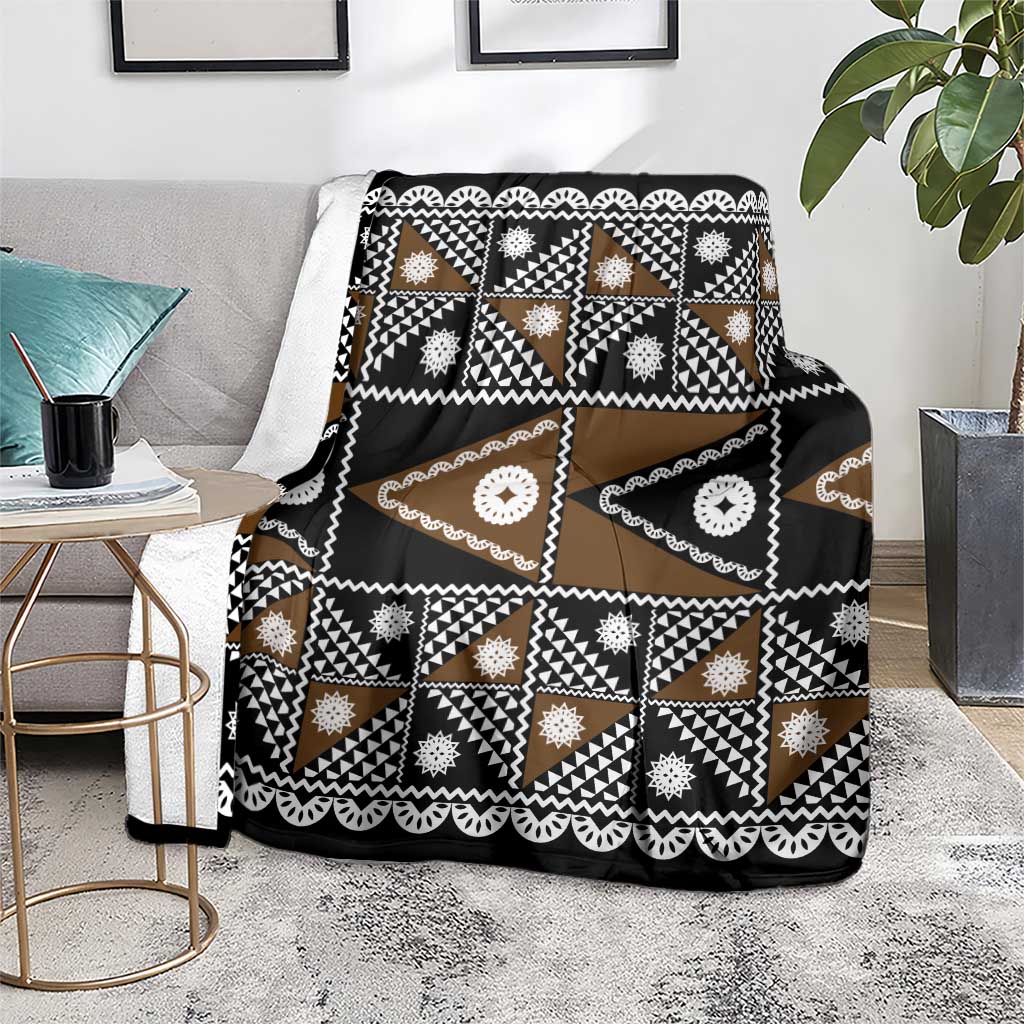 Fiji Brown Masi Pattern Blanket Fijian Tapa LT01 - Polynesian Pride