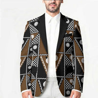 Fiji Brown Masi Pattern Blazer Fijian Tapa LT01 - Polynesian Pride