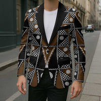 Fiji Brown Masi Pattern Blazer Fijian Tapa LT01 - Polynesian Pride