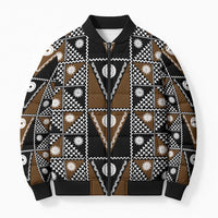 Fiji Brown Masi Pattern Bomber Puffer Jacket Fijian Tapa LT01 Unisex Brown - Polynesian Pride