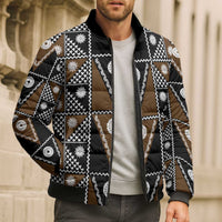 Fiji Brown Masi Pattern Bomber Puffer Jacket Fijian Tapa LT01 - Polynesian Pride