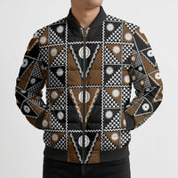 Fiji Brown Masi Pattern Bomber Puffer Jacket Fijian Tapa LT01 - Polynesian Pride