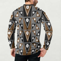 Fiji Brown Masi Pattern Button Sweatshirt Fijian Tapa LT01 - Polynesian Pride