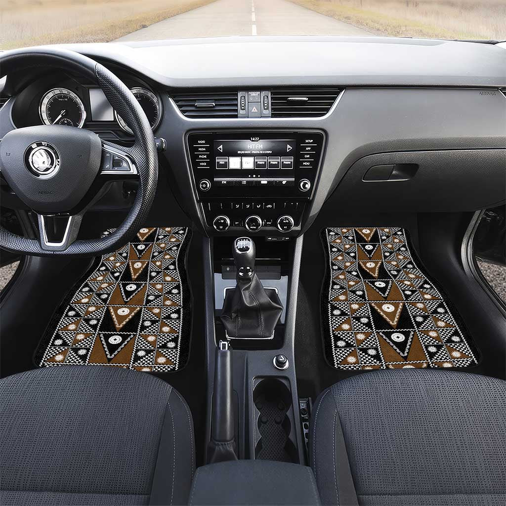 Fiji Brown Masi Pattern Car Mats Fijian Tapa LT01 Set 2pcs - Front Brown - Polynesian Pride
