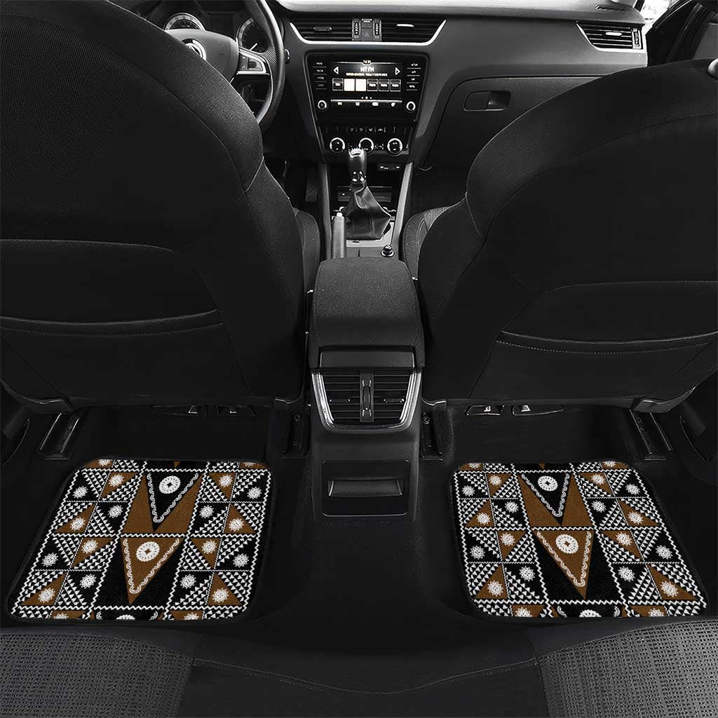 Fiji Brown Masi Pattern Car Mats Fijian Tapa LT01 Set 2pcs - Back Brown - Polynesian Pride