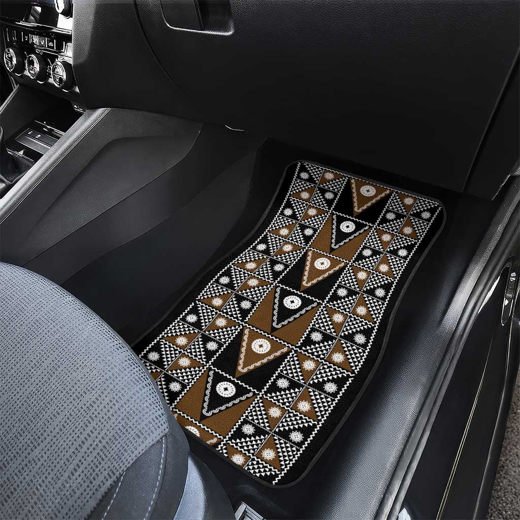 Fiji Brown Masi Pattern Car Mats Fijian Tapa LT01 - Polynesian Pride