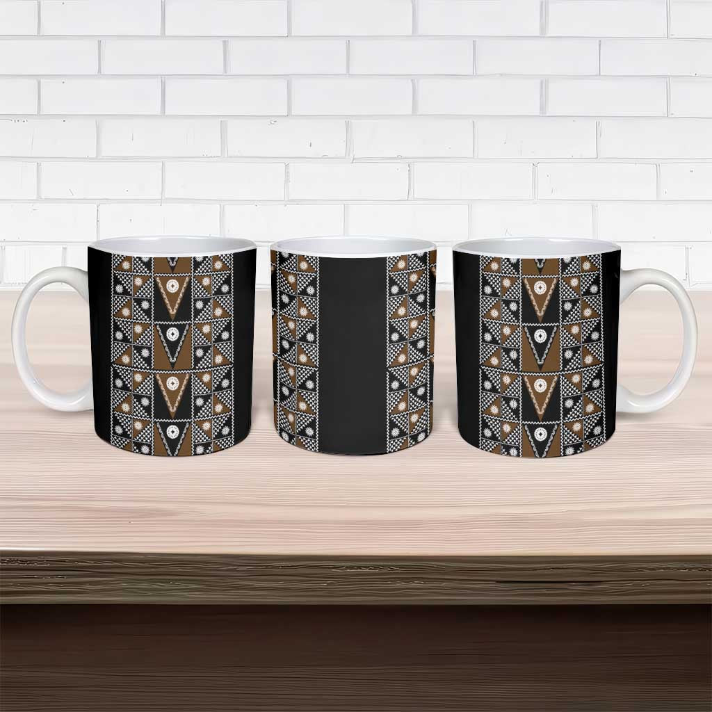 Fiji Brown Masi Pattern Ceramic Mug Fijian Tapa LT01 - Polynesian Pride
