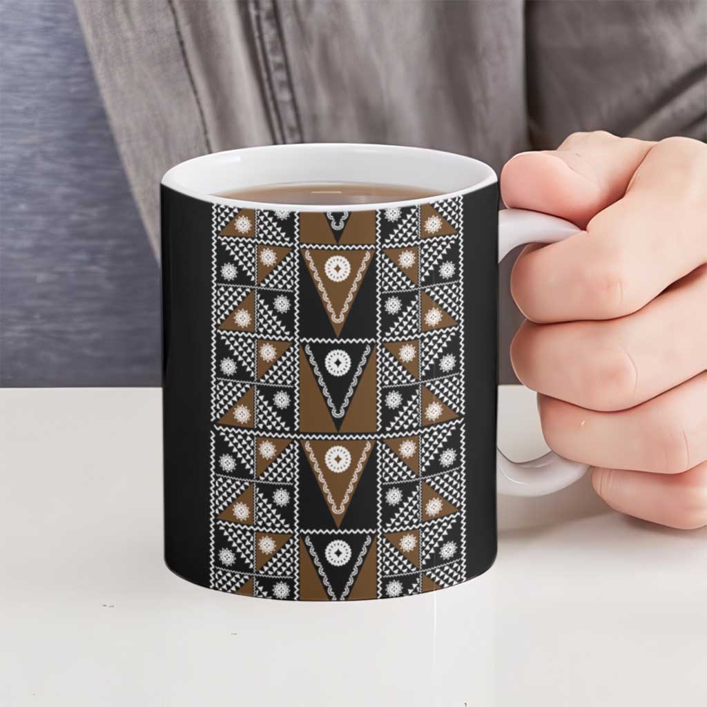Fiji Brown Masi Pattern Ceramic Mug Fijian Tapa LT01 - Polynesian Pride