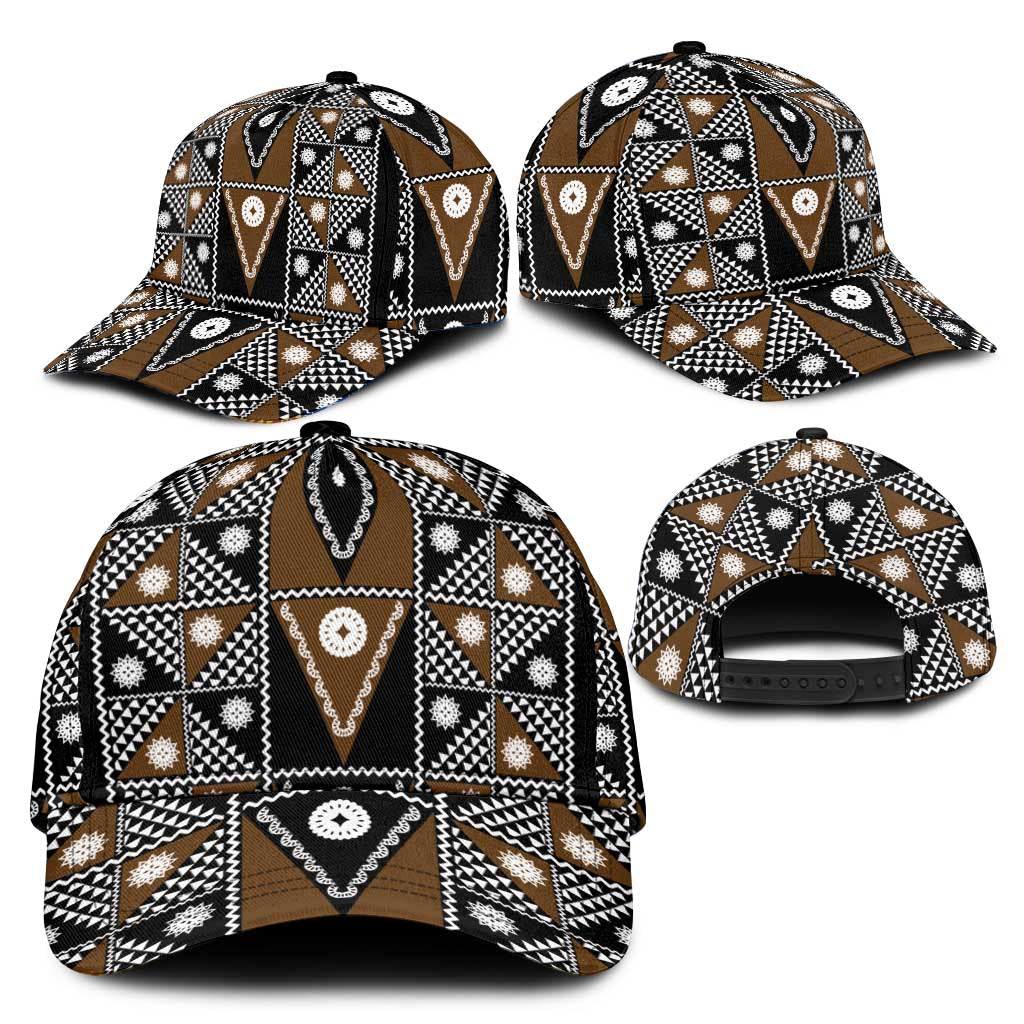 Fiji Brown Masi Pattern Classic Cap Fijian Tapa