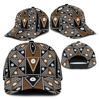 Fiji Brown Masi Pattern Classic Cap Fijian Tapa