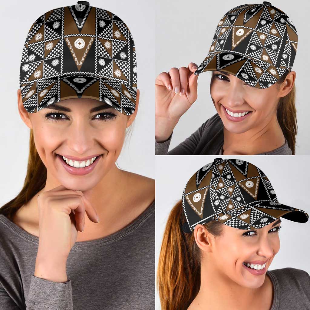 Fiji Brown Masi Pattern Classic Cap Fijian Tapa