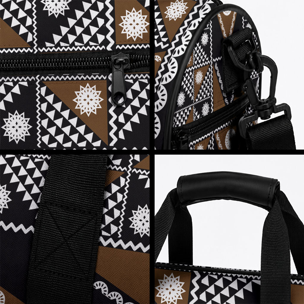 Fiji Brown Masi Pattern Duffle Bag Fijian Tapa LT01 - Polynesian Pride
