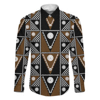 Fiji Brown Masi Pattern Family Matching Off Shoulder Maxi Dress and Hawaiian Shirt Fijian Tapa