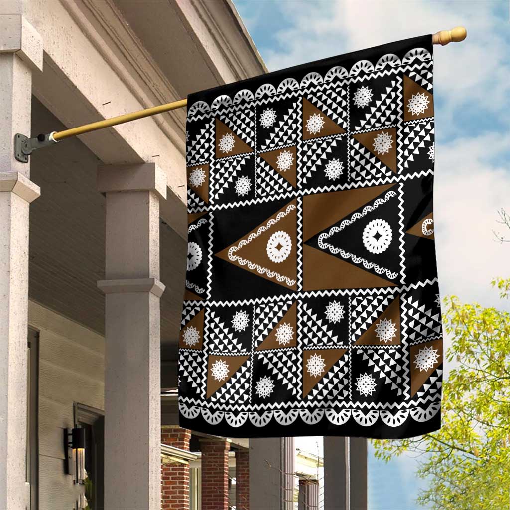 Fiji Brown Masi Pattern Garden Flag Fijian Tapa