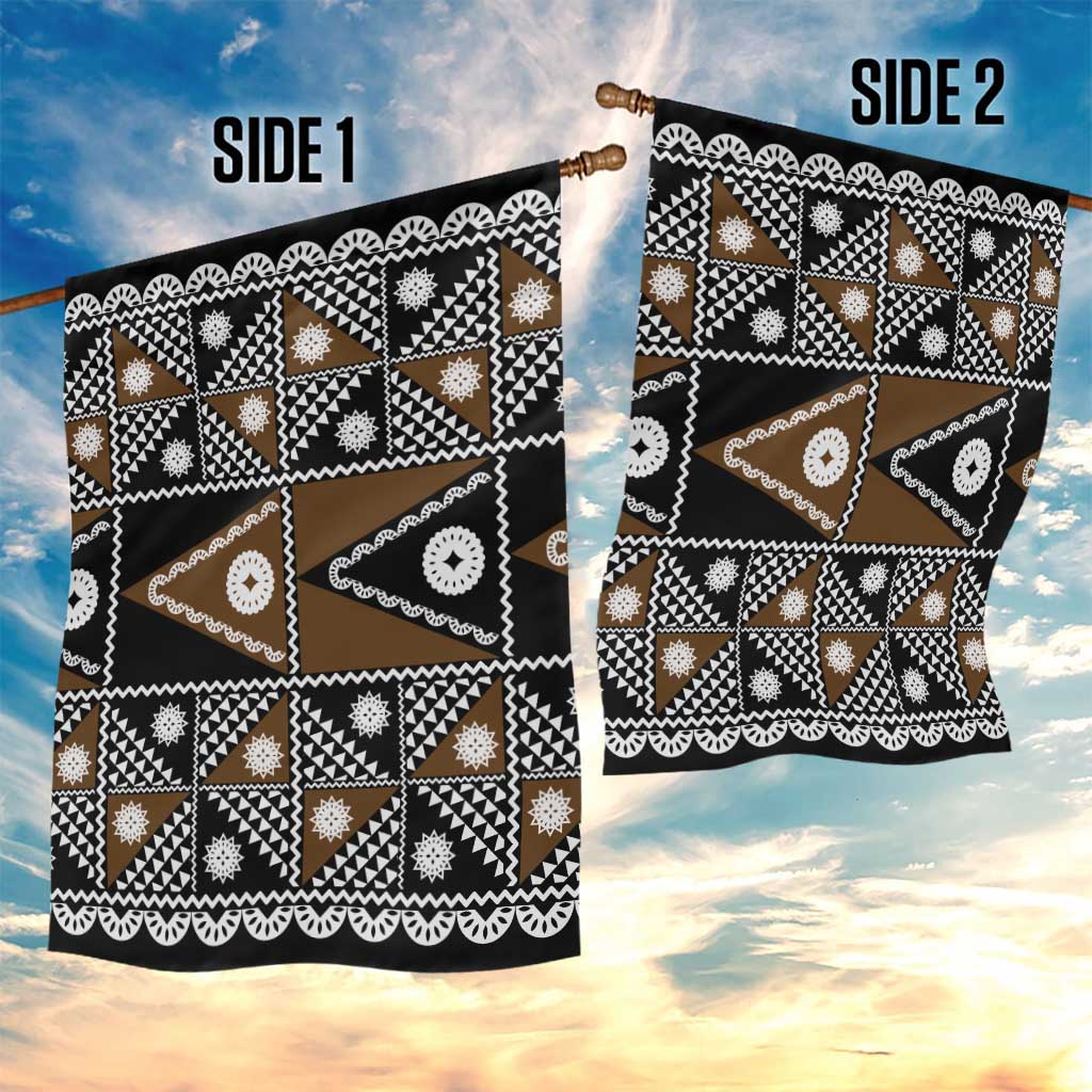 Fiji Brown Masi Pattern Garden Flag Fijian Tapa LT01 - Polynesian Pride