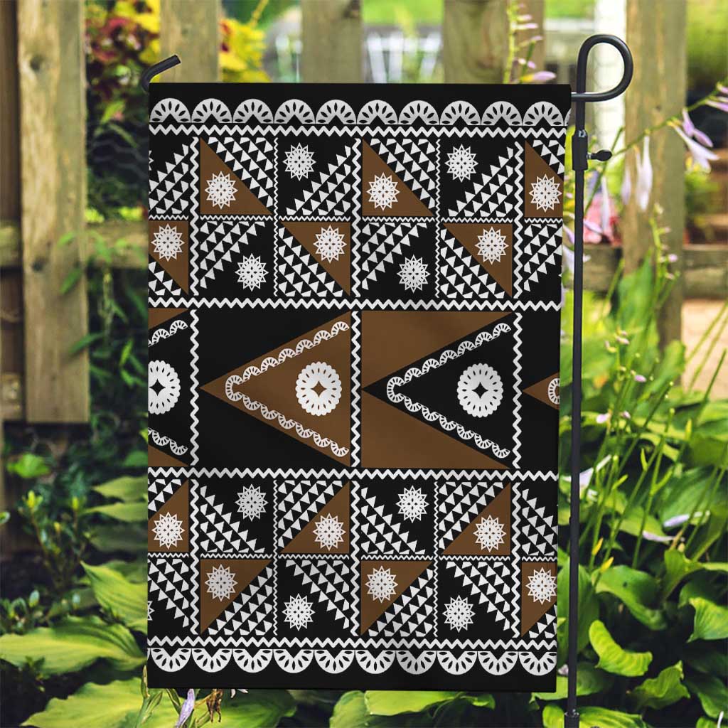 Fiji Brown Masi Pattern Garden Flag Fijian Tapa LT01 Garden Flag Brown - Polynesian Pride