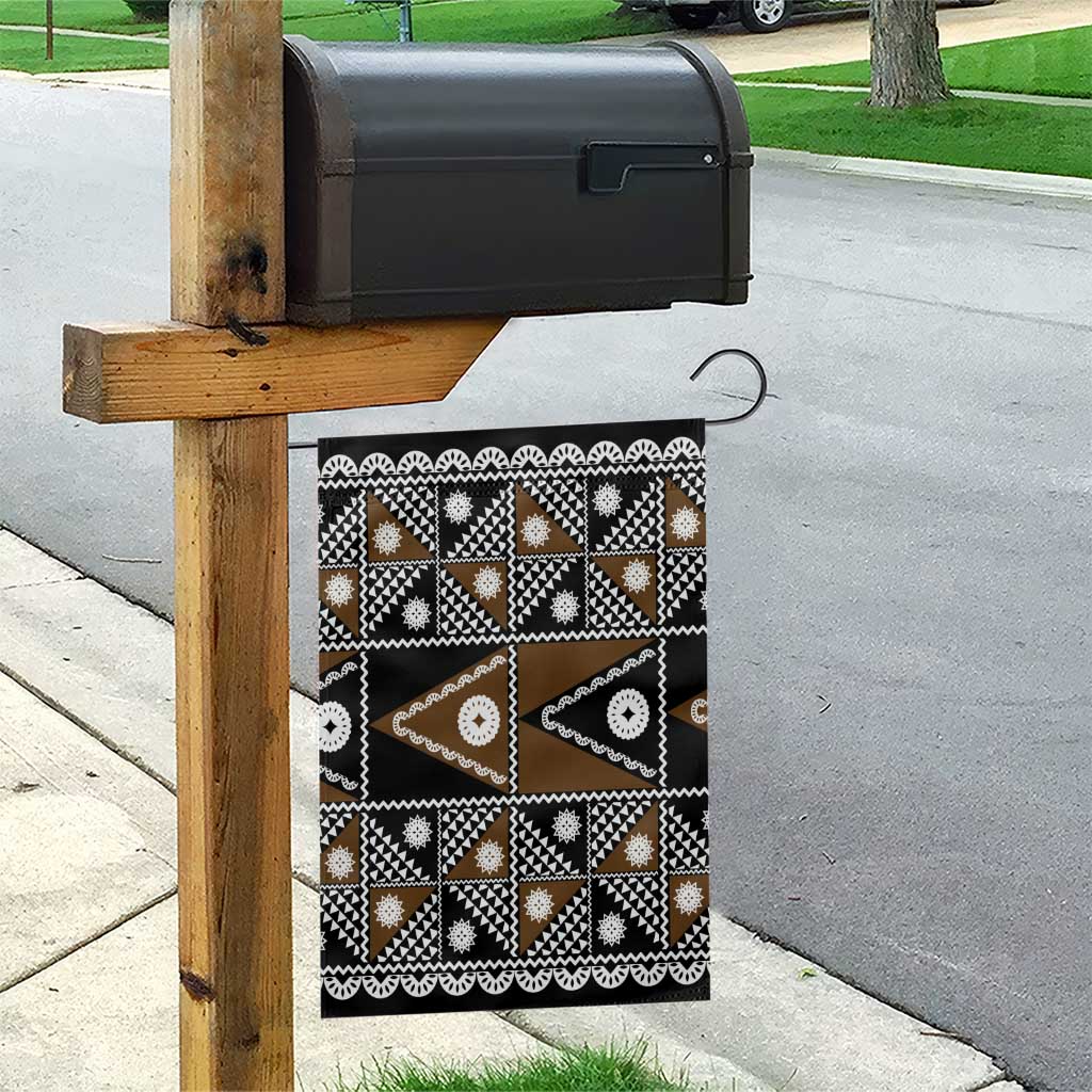 Fiji Brown Masi Pattern Garden Flag Fijian Tapa LT01 - Polynesian Pride