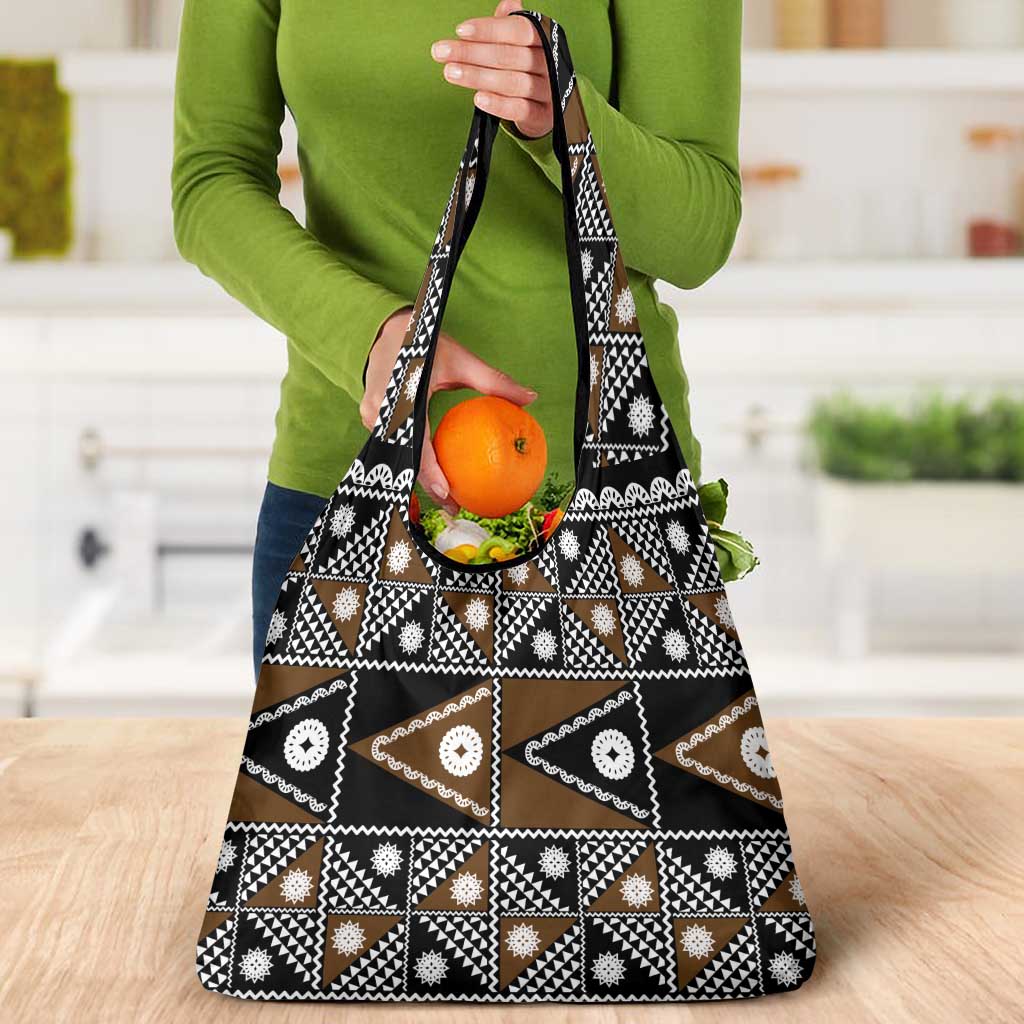 Fiji Brown Masi Pattern Grocery Bag Fijian Tapa LT01 - Polynesian Pride