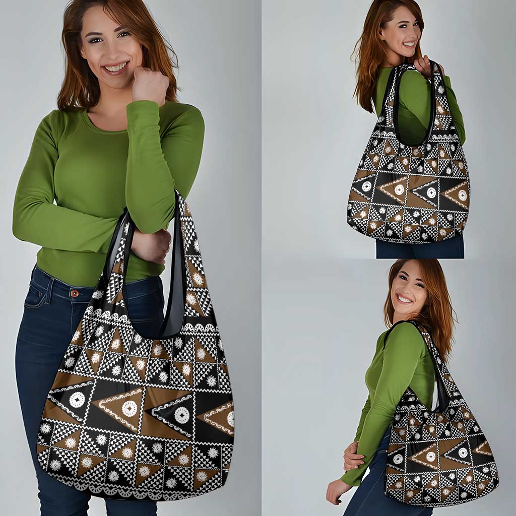 Fiji Brown Masi Pattern Grocery Bag Fijian Tapa LT01 - Polynesian Pride