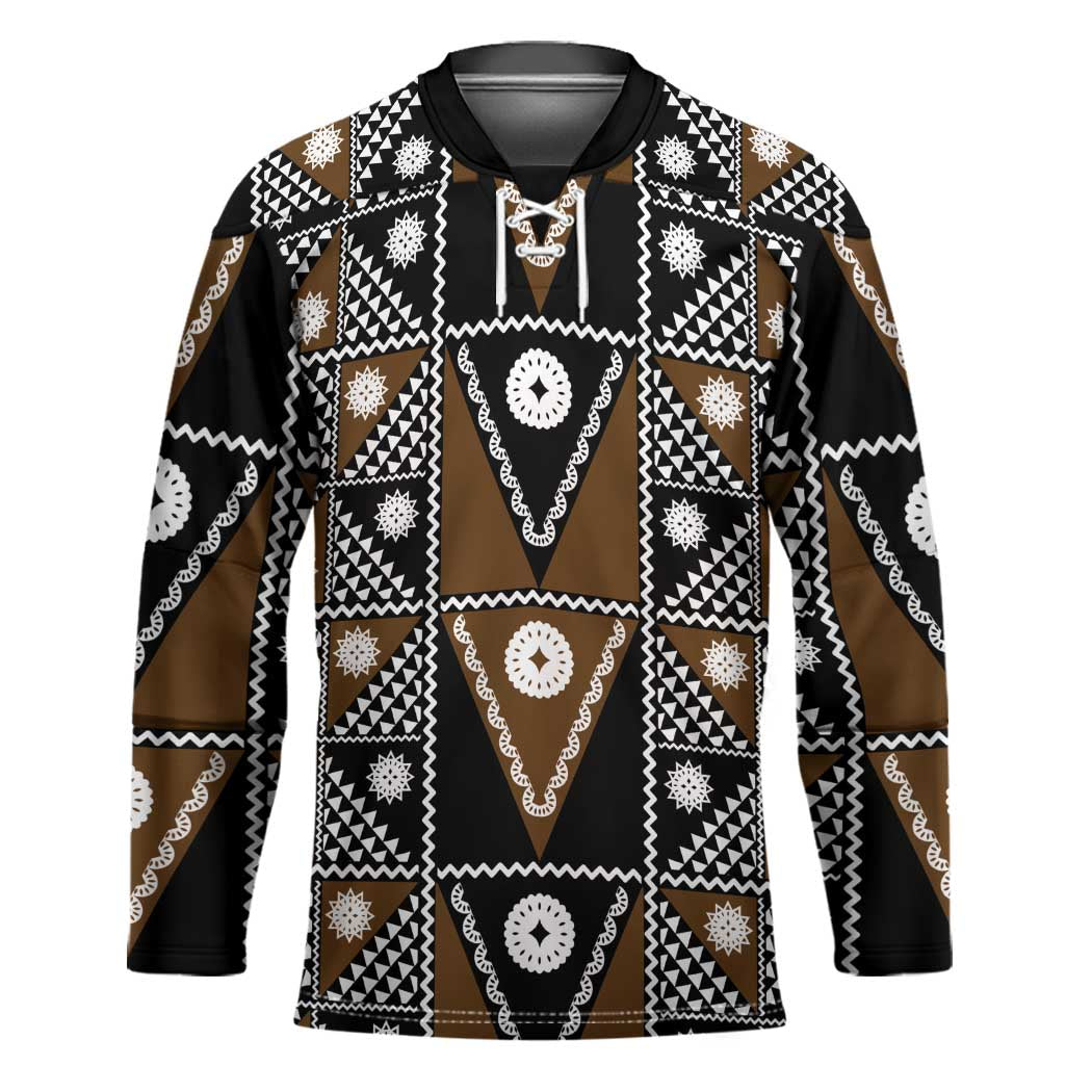 Fiji Brown Masi Pattern Hockey Jersey Fijian Tapa LT01 Unisex Brown - Polynesian Pride