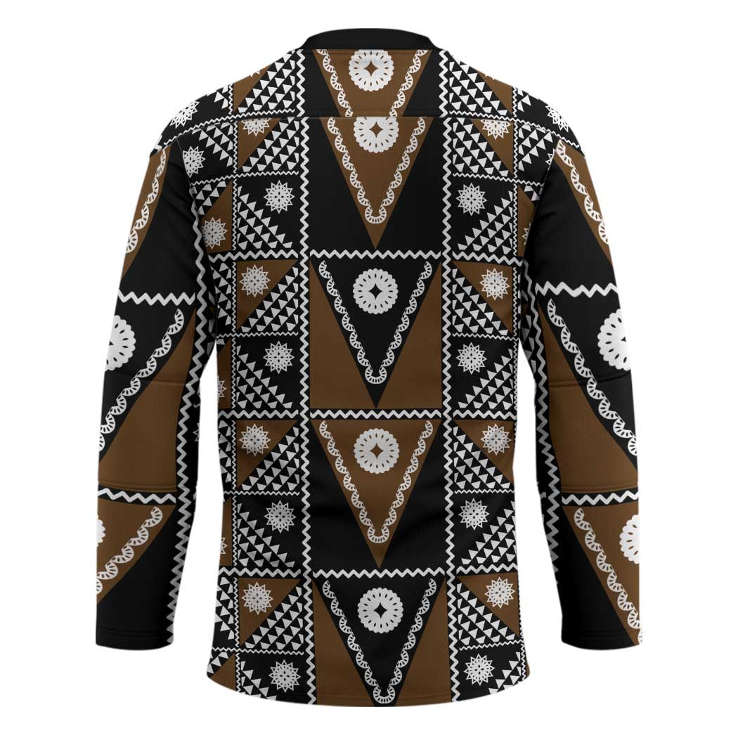 Fiji Brown Masi Pattern Hockey Jersey Fijian Tapa LT01 - Polynesian Pride