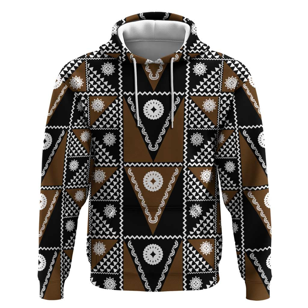 Fiji Brown Masi Pattern Hoodie Fijian Tapa LT01 Pullover Hoodie Brown - Polynesian Pride