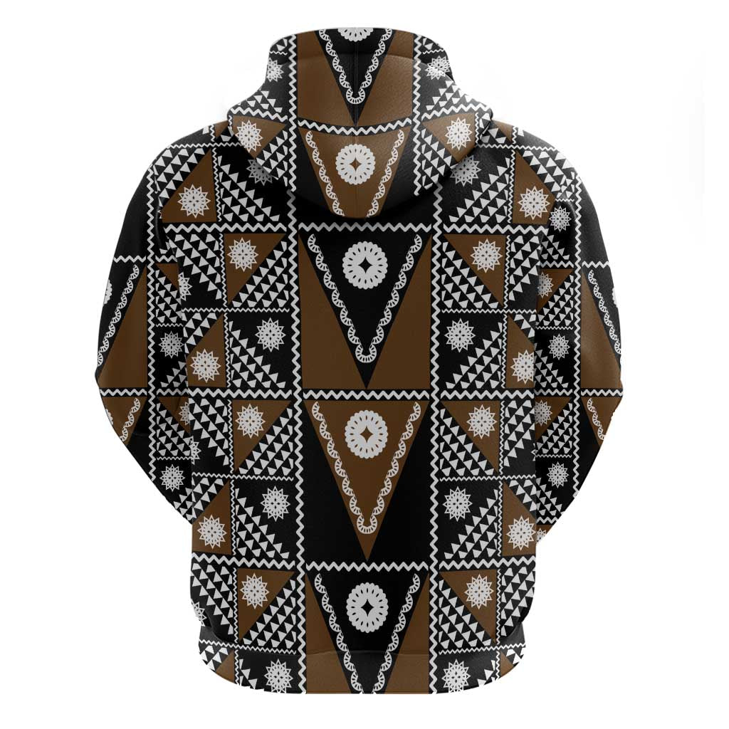 Fiji Brown Masi Pattern Hoodie Fijian Tapa LT01 - Polynesian Pride