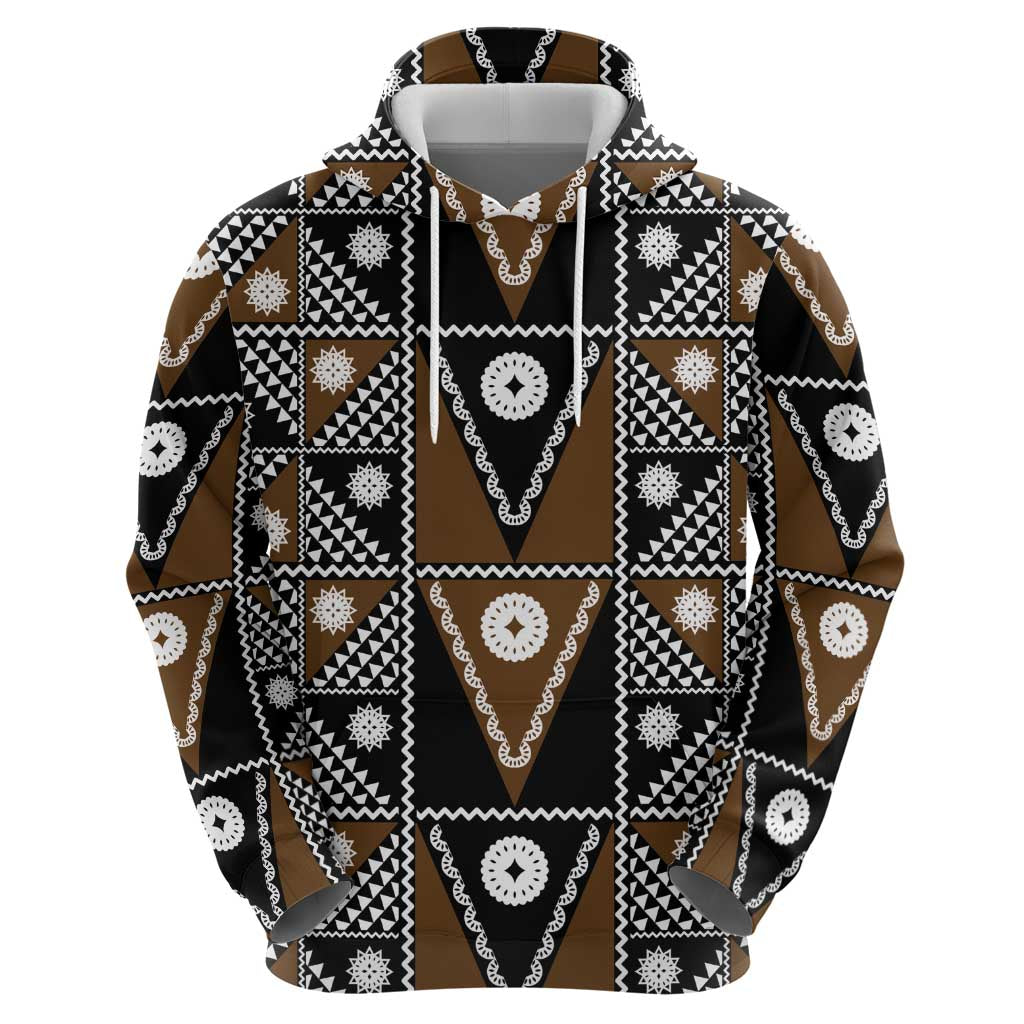 Fiji Brown Masi Pattern Hoodie Fijian Tapa LT01 - Polynesian Pride