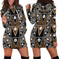 Fiji Brown Masi Pattern Hoodie Dress Fijian Tapa LT01 - Polynesian Pride