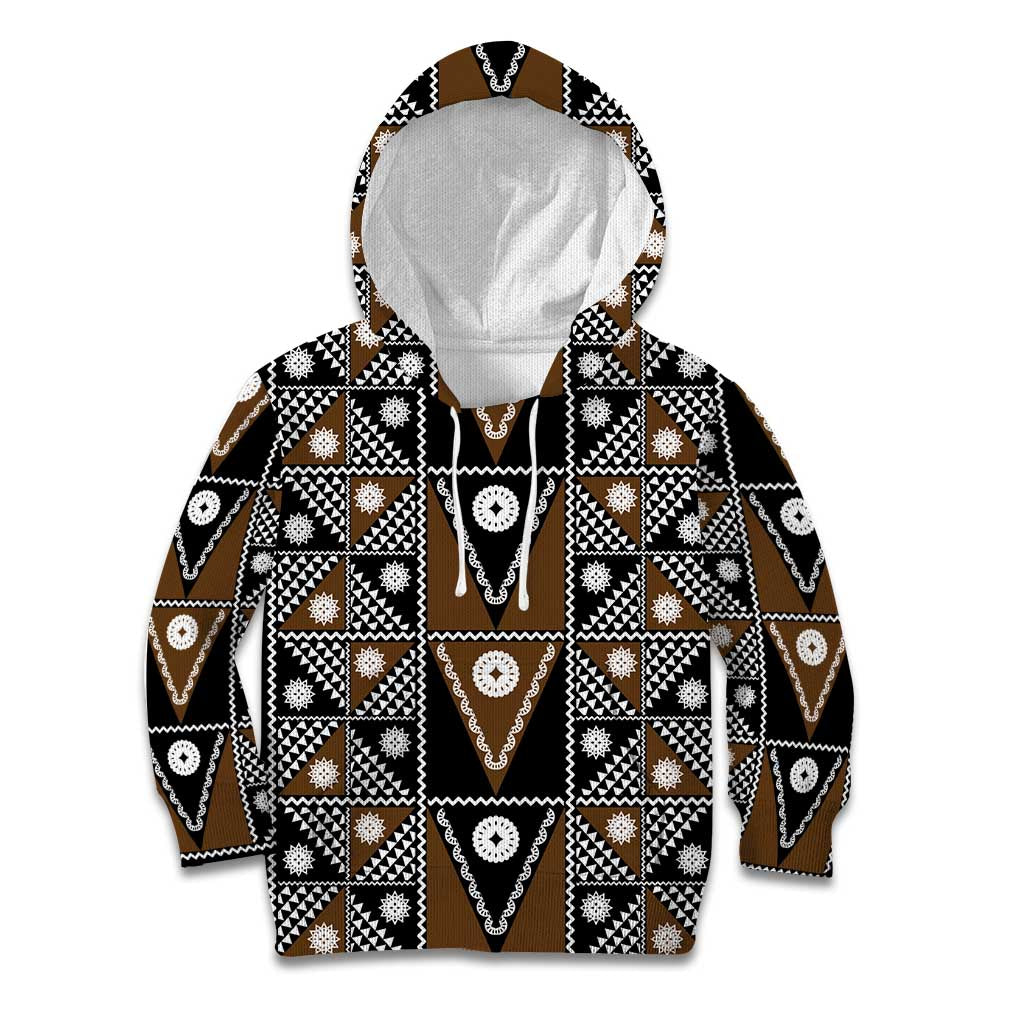 Fiji Brown Masi Pattern Kid Hoodie Fijian Tapa LT01 Hoodie Brown - Polynesian Pride