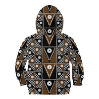 Fiji Brown Masi Pattern Kid Hoodie Fijian Tapa LT01 - Polynesian Pride