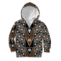 Fiji Brown Masi Pattern Kid Hoodie Fijian Tapa LT01 Zip Hoodie Brown - Polynesian Pride