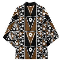 Fiji Brown Masi Pattern Kimono Fijian Tapa LT01 - Polynesian Pride