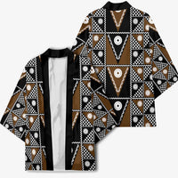 Fiji Brown Masi Pattern Kimono Fijian Tapa LT01 - Polynesian Pride