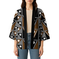 Fiji Brown Masi Pattern Kimono Fijian Tapa LT01 - Polynesian Pride