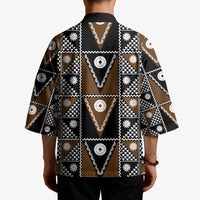 Fiji Brown Masi Pattern Kimono Fijian Tapa LT01 - Polynesian Pride