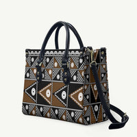 Fiji Brown Masi Pattern Leather Bag Fijian Tapa LT01 Brown - Polynesian Pride