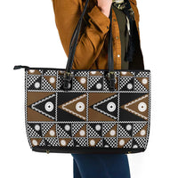 Fiji Brown Masi Pattern Leather Tote Bag Fijian Tapa LT01 - Polynesian Pride