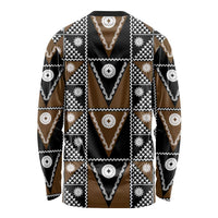 Fiji Brown Masi Pattern Long Sleeve Shirt Fijian Tapa LT01 - Polynesian Pride