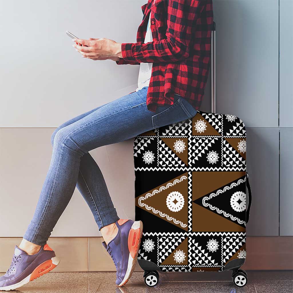 Fiji Brown Masi Pattern Luggage Cover Fijian Tapa LT01 - Polynesian Pride
