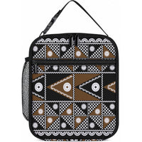 Fiji Brown Masi Pattern Lunch Bag Fijian Tapa LT01 10.2 × 8.3 × 4.3 inch Brown - Polynesian Pride
