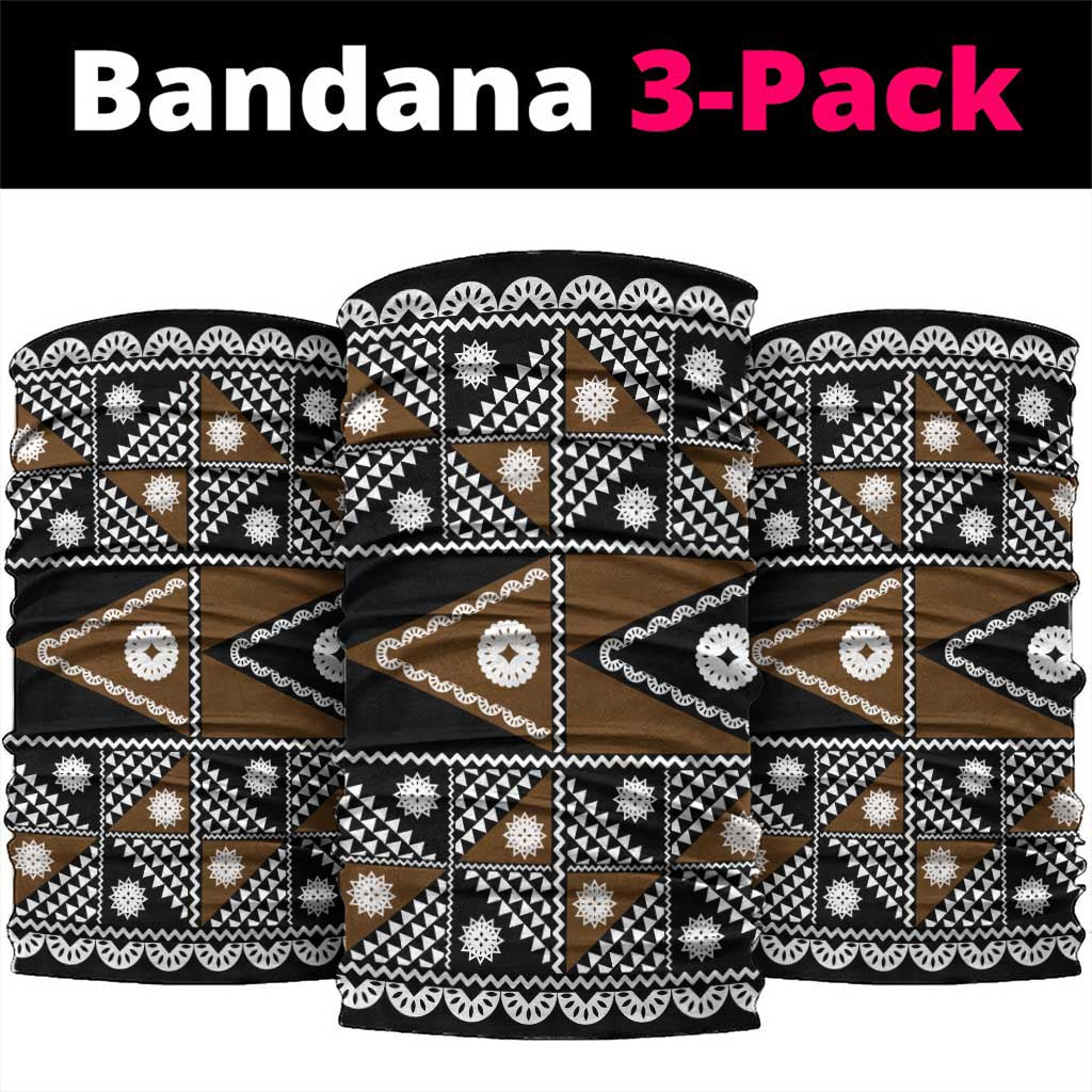 Fiji Brown Masi Pattern Neck Gaiter Fijian Tapa LT01 package One Size: 25*50cm Brown - Polynesian Pride