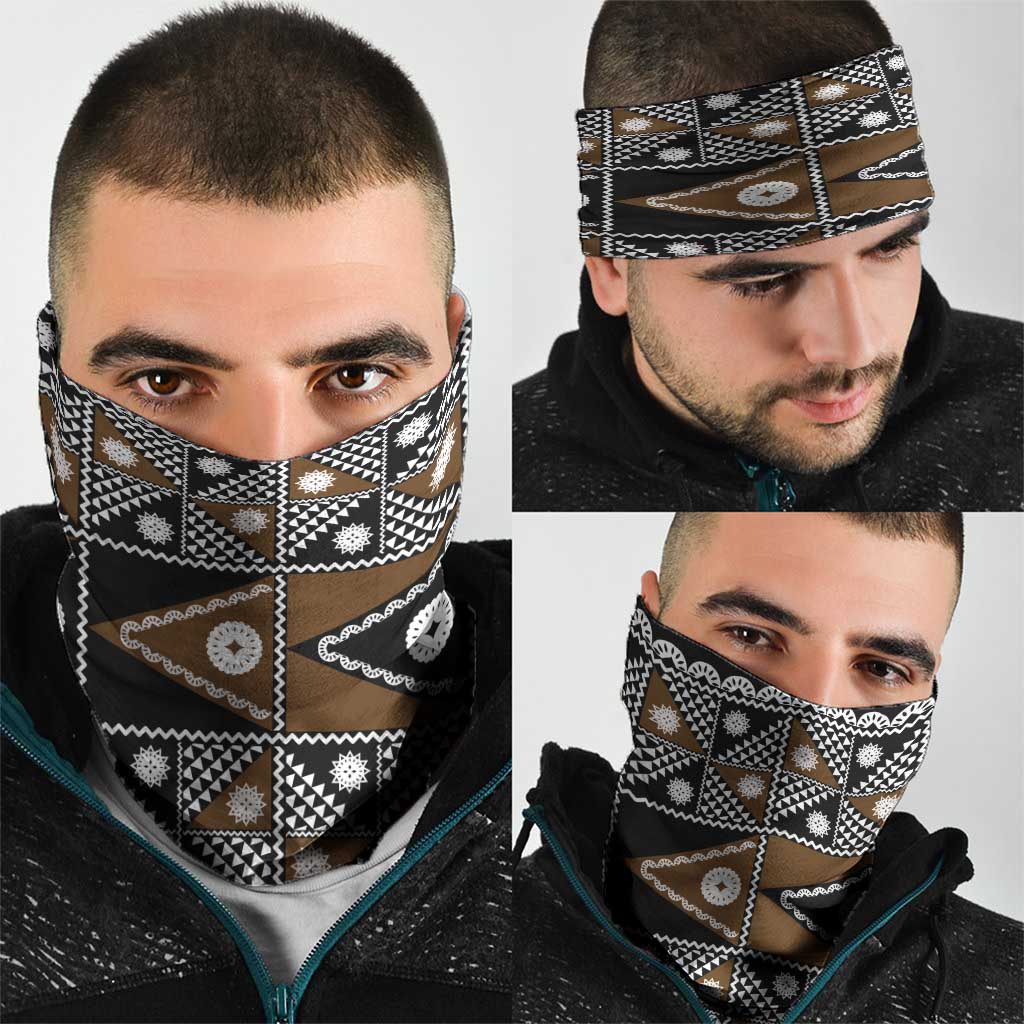 Fiji Brown Masi Pattern Neck Gaiter Fijian Tapa LT01 - Polynesian Pride