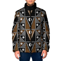 Fiji Brown Masi Pattern Padded Jacket Fijian Tapa LT01 Men Brown - Polynesian Pride