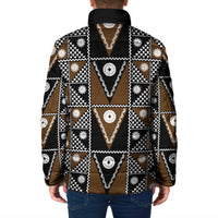 Fiji Brown Masi Pattern Padded Jacket Fijian Tapa LT01 - Polynesian Pride