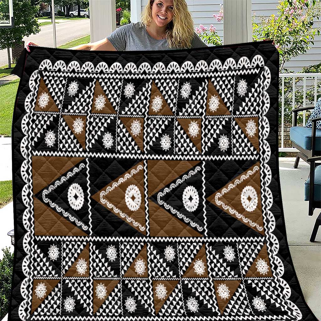 Fiji Brown Masi Pattern Quilt Fijian Tapa LT01 Brown - Polynesian Pride