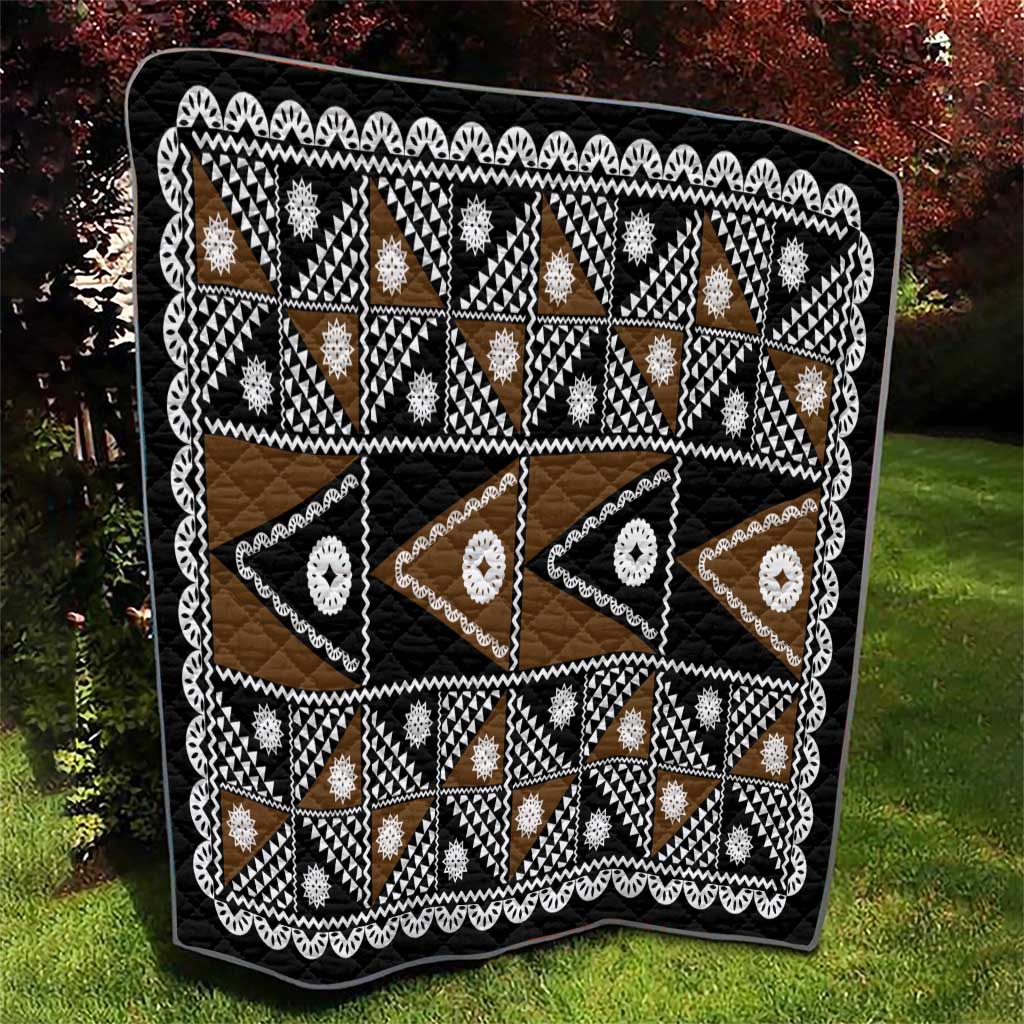 Fiji Brown Masi Pattern Quilt Fijian Tapa LT01 - Polynesian Pride