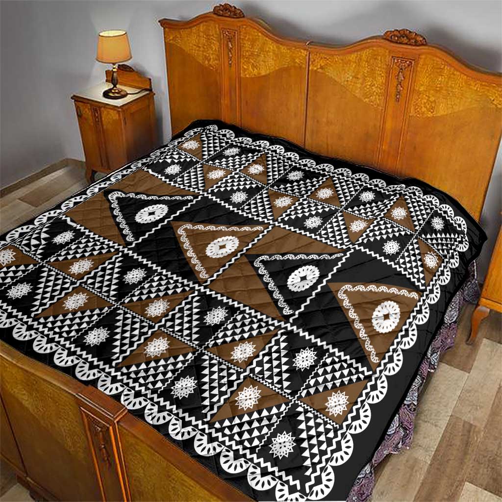 Fiji Brown Masi Pattern Quilt Fijian Tapa LT01 - Polynesian Pride