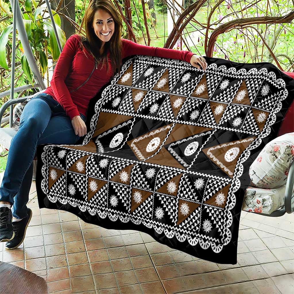 Fiji Brown Masi Pattern Quilt Fijian Tapa LT01 - Polynesian Pride